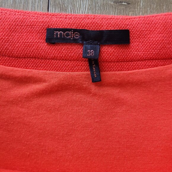 Maje Scalloped Orange Wool Skirt - Picture 3 of 4